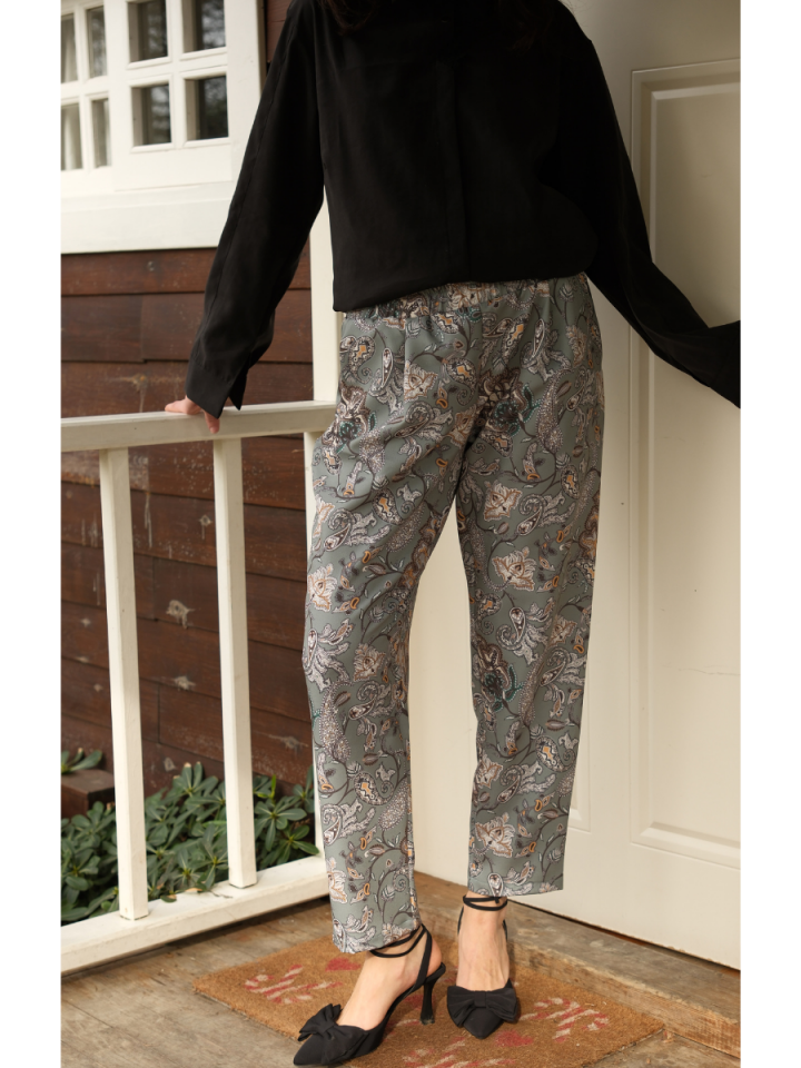 Şal Desen Baskılı Pantolon - Yeşil 42